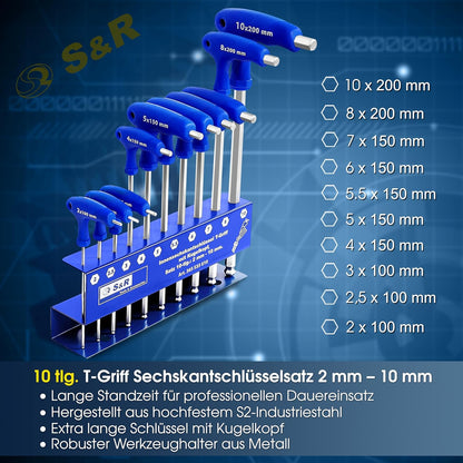 10-teiliges Innensechskantschlüssel-Set
