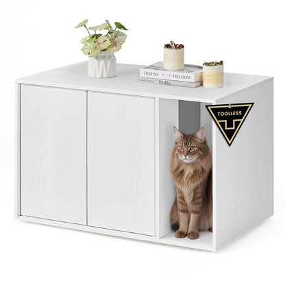 Katzenklo-Schrank mit werkzeugloser Montage, schneeweiss