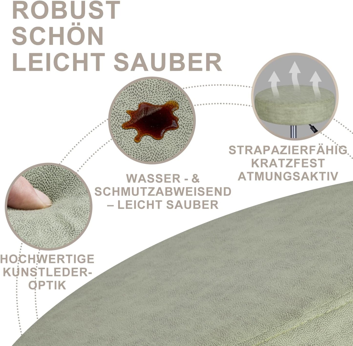 Rollhocker höhenverstellbar, 360° drehbar, ergonomisch, Grün