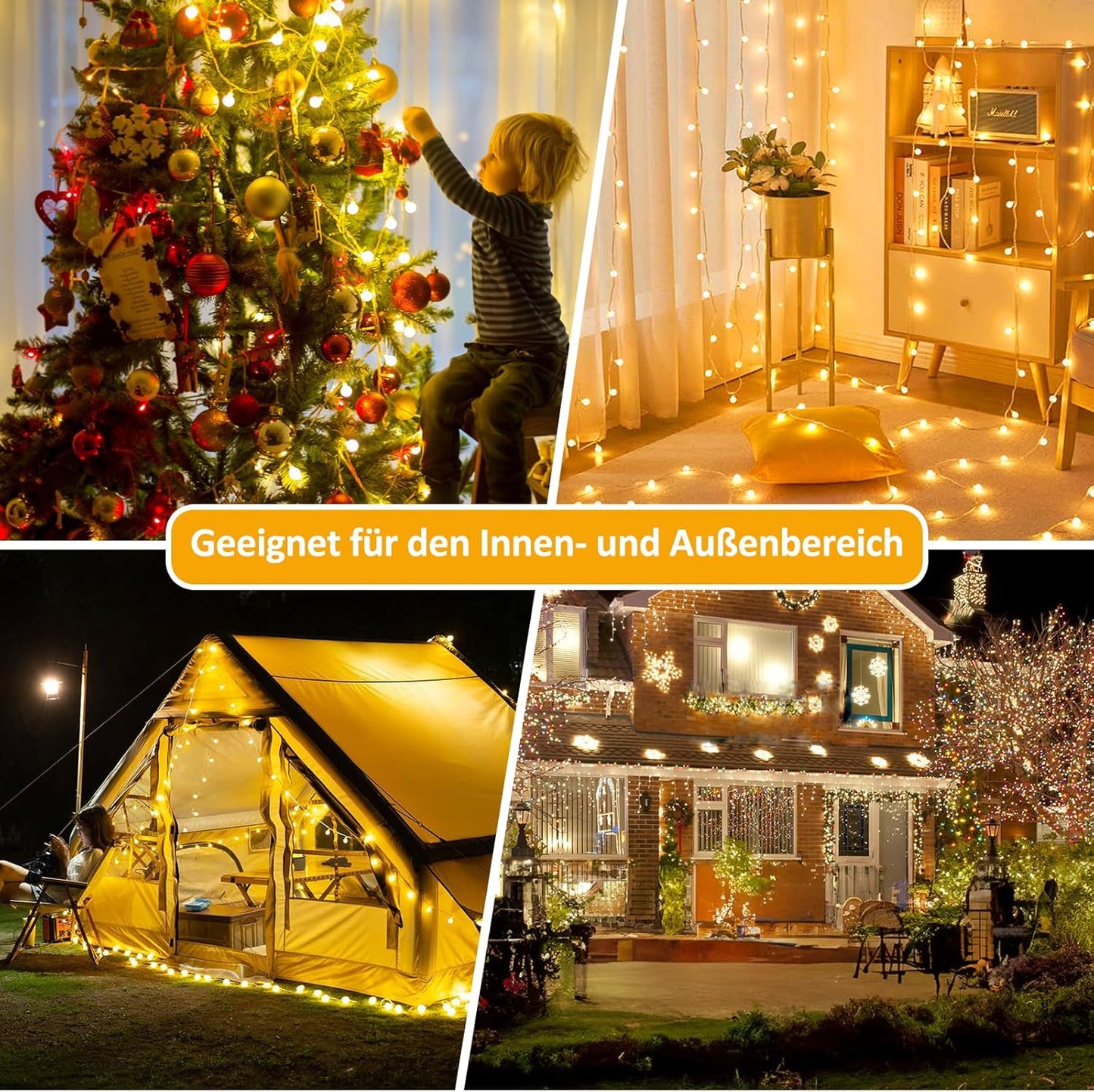LED Lichterkette mit Fernbedienung, 300 LEDs, dimmbar, Warmweiß-b 39M