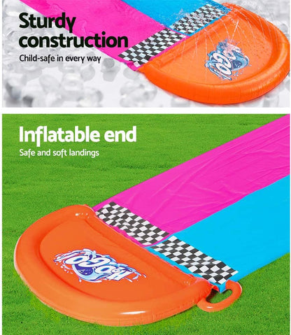 2er-Wasserrutsche mit aufblasbaren Lama-Schwimmtieren, Blau