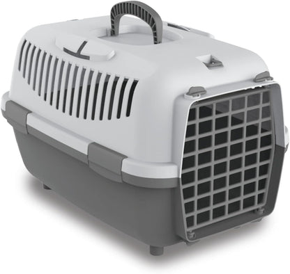 Hundetransportbox für kleine Hunde & Katzen, L 48 x B 32 x H 32 cm Grau
