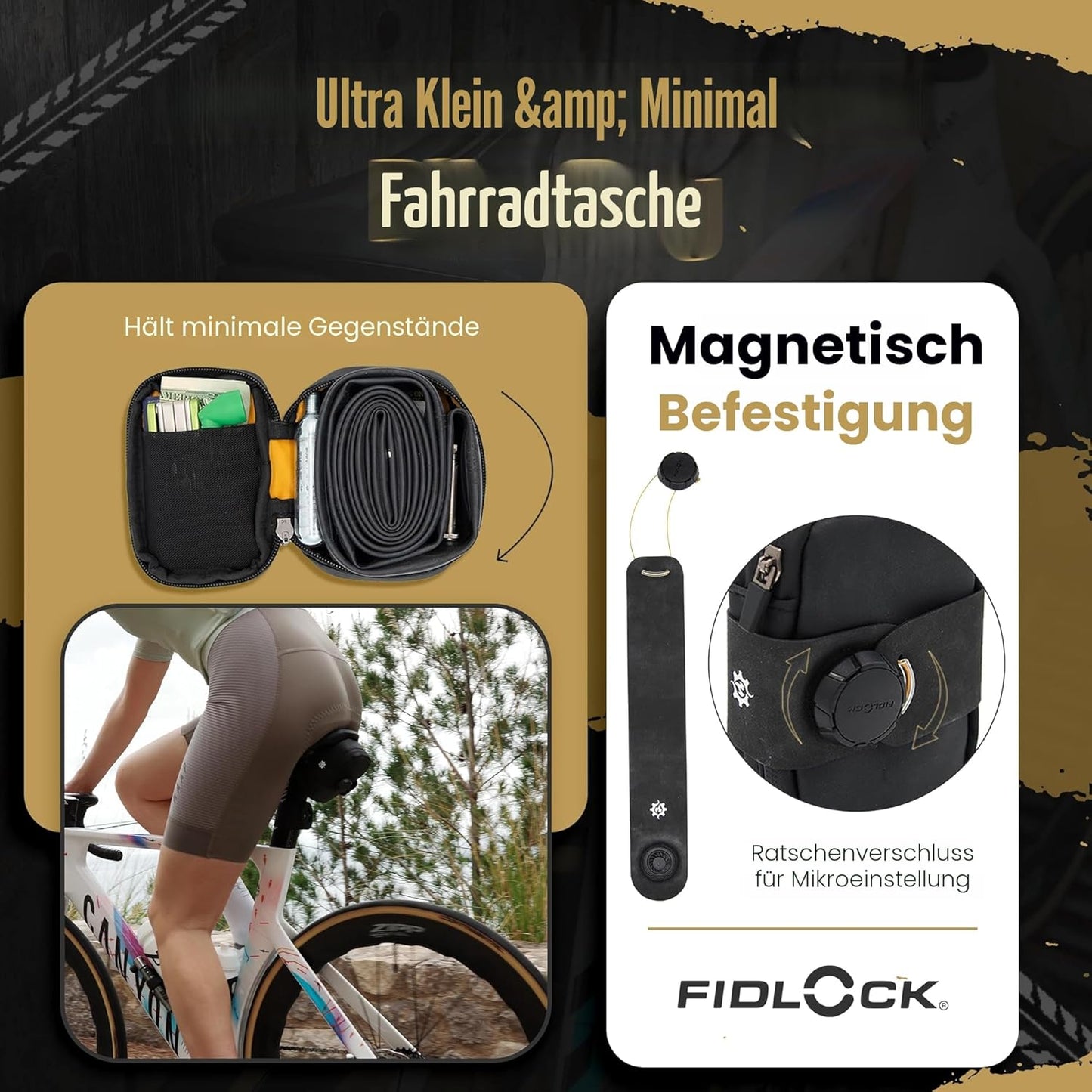 Magnetische Satteltasche, Schwarz S