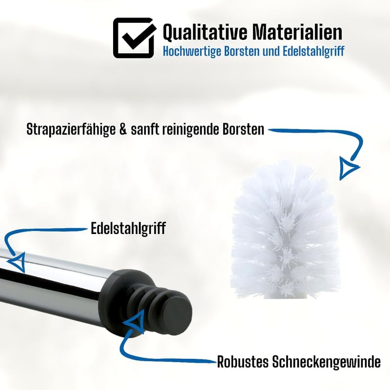 Ersatz WC-Bürstenkopf-Set, 10 Bürsten & 2 Griffe, 10 Bürsten/2 Griffe Weiss