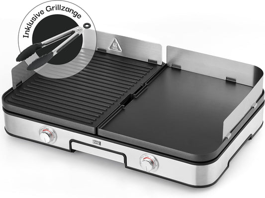 Elektro Tischgrill mit Grillzange & Spritzschutz