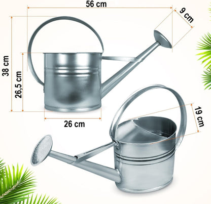 Zinkgiesskanne mit Giessbrause (10 L), Silber 10 Liter