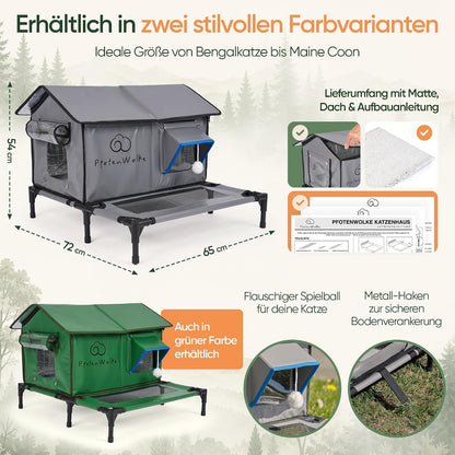 Isoliertes Outdoor-Katzenhaus mit Heizdecke, Grau