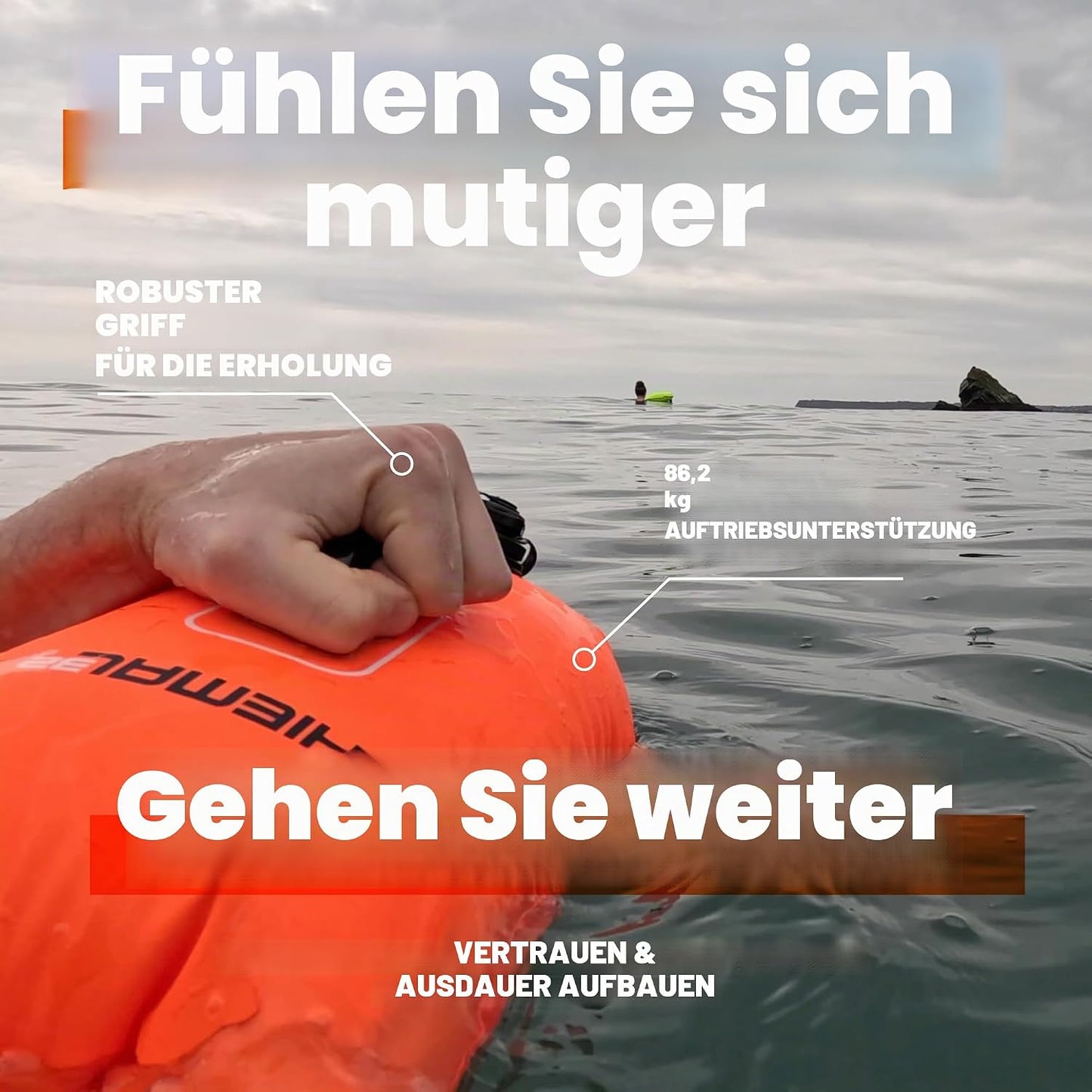 Schwimmboje mit Trockensack, Orange