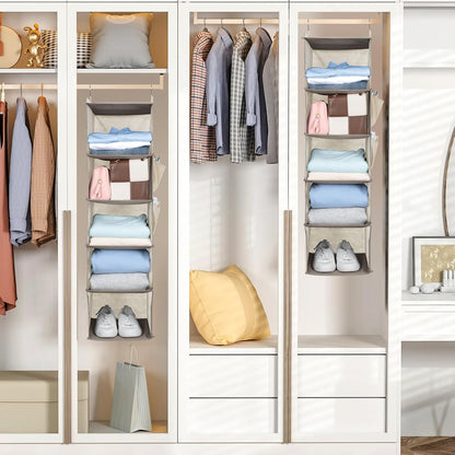 Hängeorganizer mit 5 Fächern, faltbar, Beige
