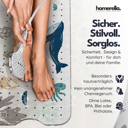 Rutschfeste Badewannenmatte für Kinder, inkl. Haken, Sandy Sea