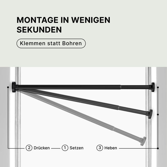 2er-Set Klemm-Gardinenstange, 140-250 cm, 140-250cm [2Stück] Schwarz