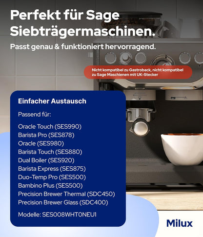 6 Stück Ersatzwasserfilter für Sage Barista Pro/Touch/Express/Oracle Kaffeevollautomaten, 6 Filter für Sage (alle Maschinen)