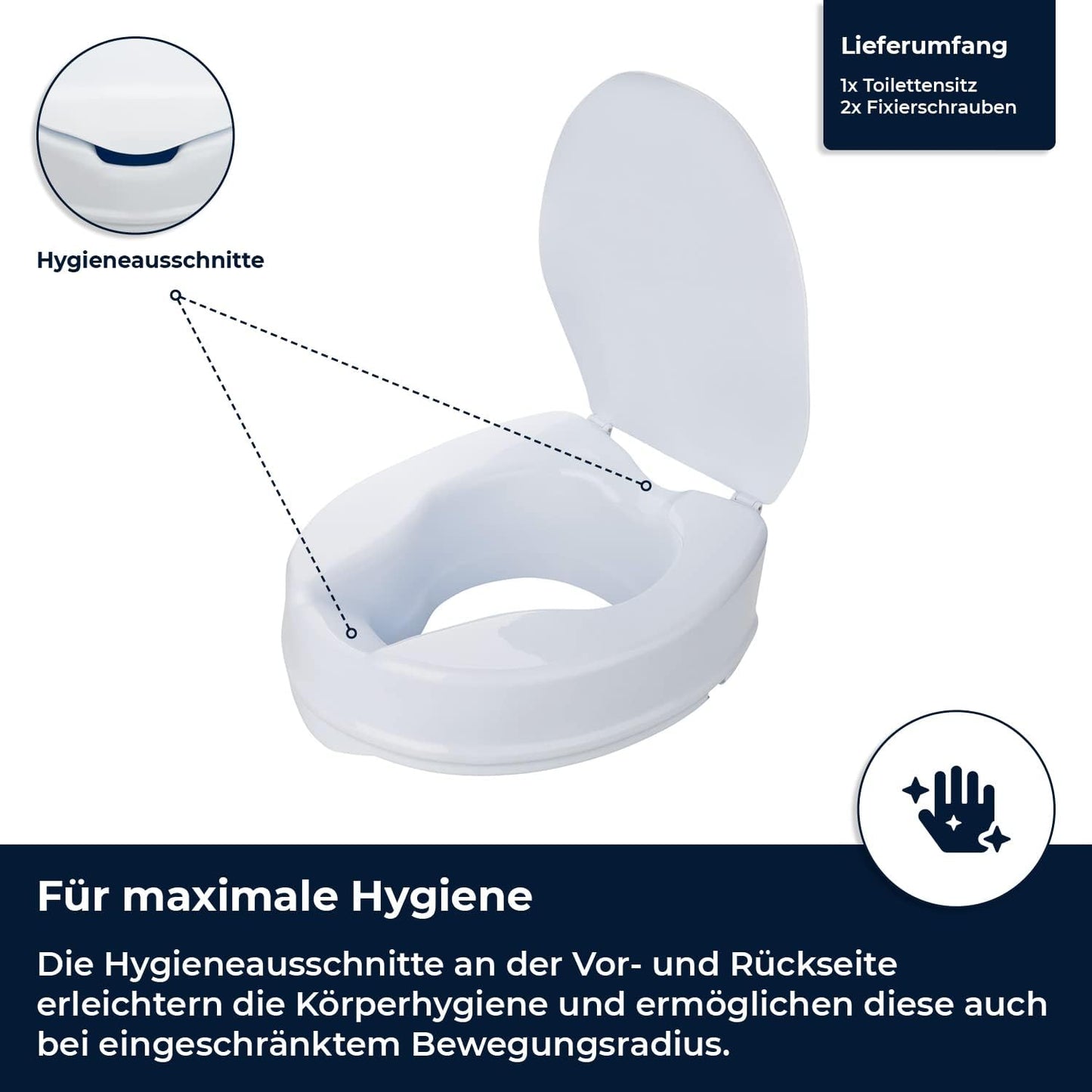 Toilettensitzerhöhung mit Deckel (10 cm)