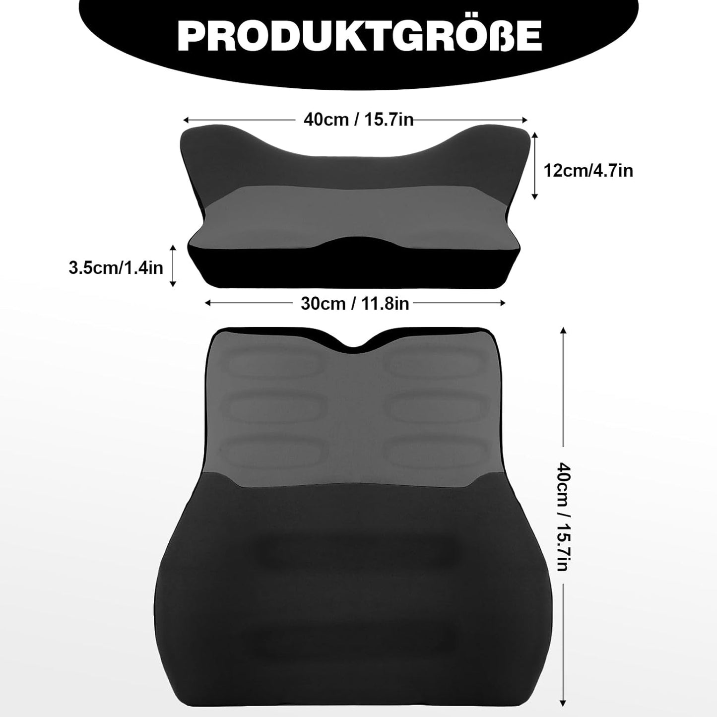 Ergonomisches Lendenwirbelkissen für Auto & Büro, Schwarz