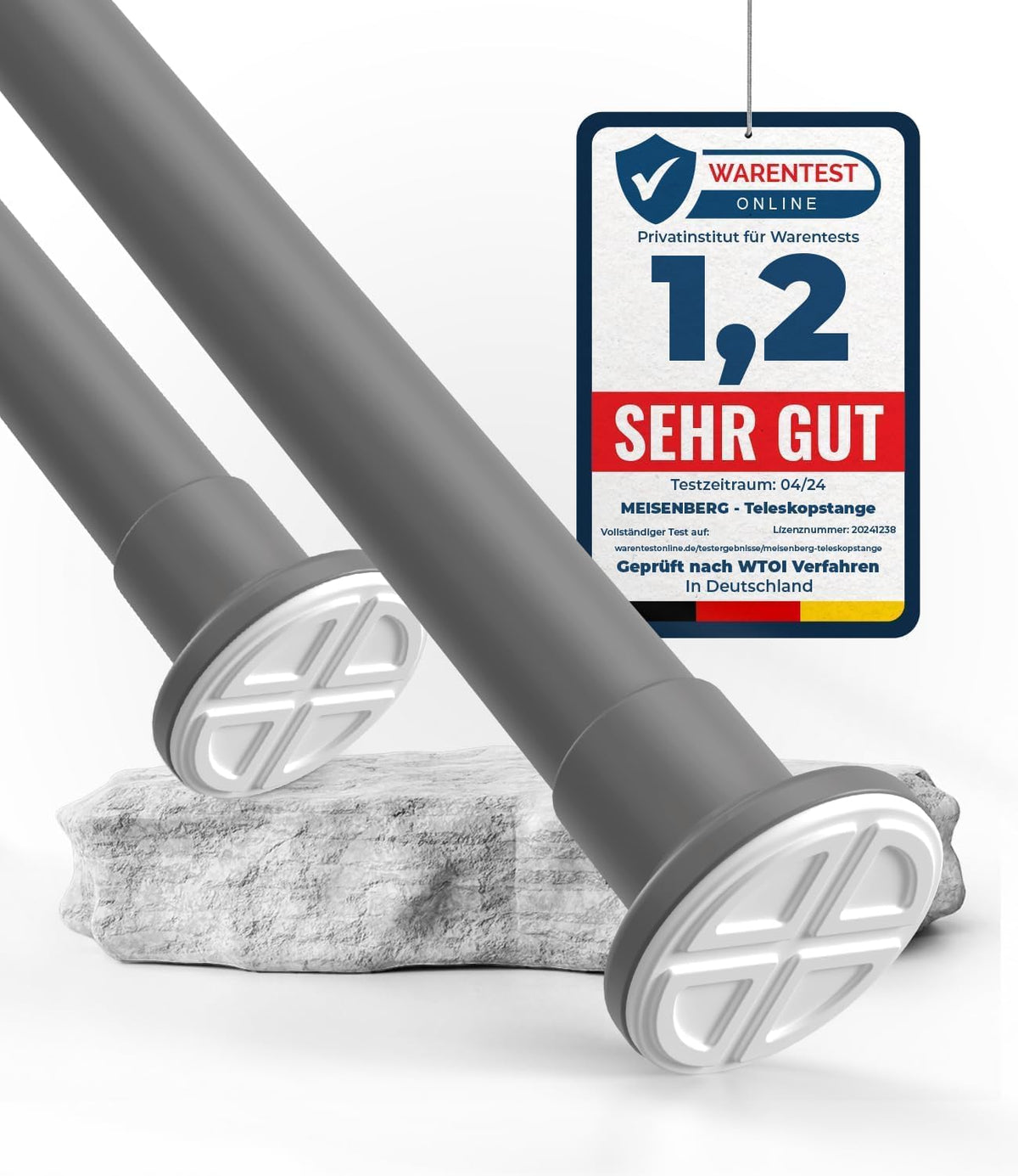 Vorhangstange ohne Bohren, 50-80 cm Grau