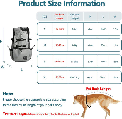 Verstellbarer Hundetragerucksack bis 10 kg, L, Grau