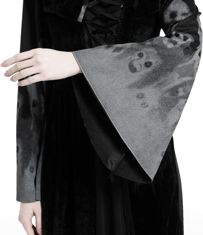 Halloween Hexenkostüm für Damen, langes Kleid, Schwarz L