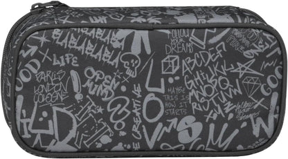 Schlamperbox mit Trenn- und Reissverschlussfach, Street Ink - Grau