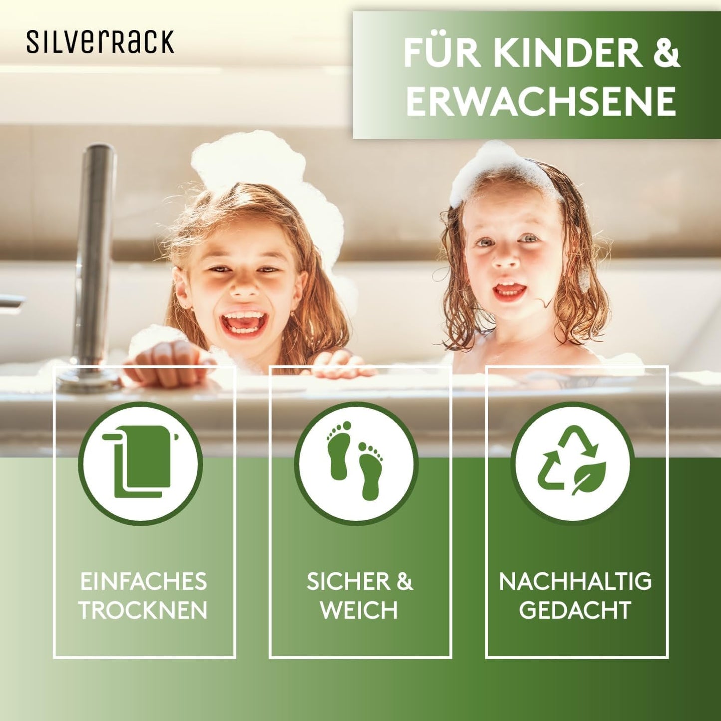 Rutschfeste Duschmatte (53x53 cm), 53 x 53 cm (Quadratisch) Grau