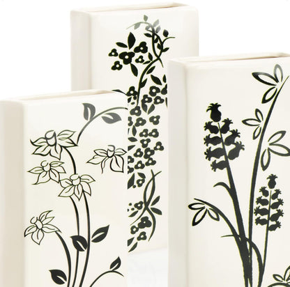 3-teiliges Luftbefeuchter-Set, Weiss - Blumen Schwarz