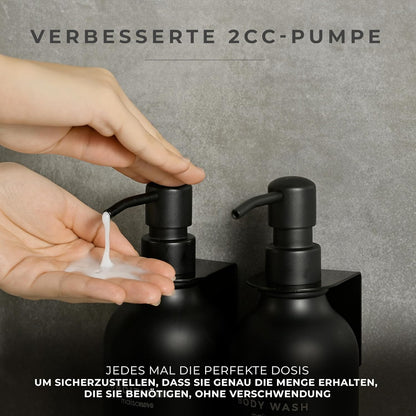 Nachfüllbare Shampoo- und Duschgelspender, 3er-Set, Schwarz X 3