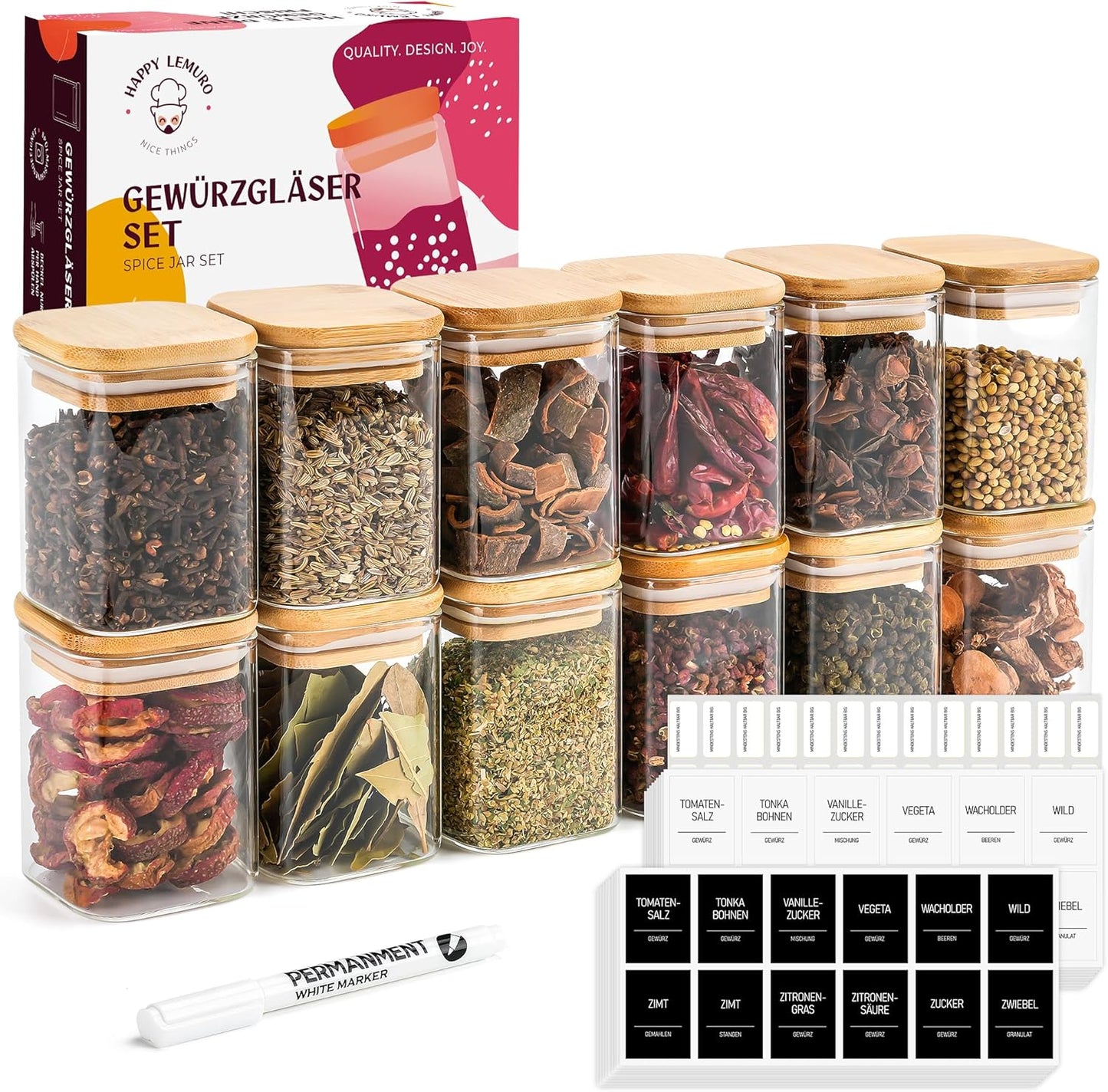 Gewürzgläser-Set, 12 x 180ml