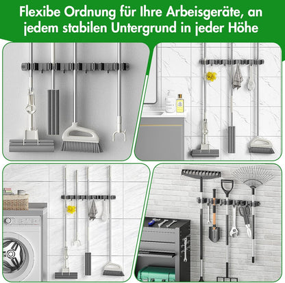 Besenhalterung mit 5 Halter und 4 Haken, L Schwarz