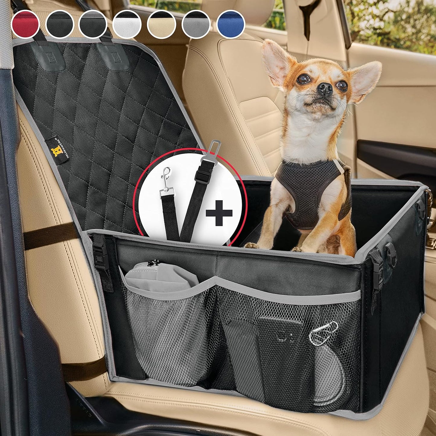Wasserdichter Hundeautositz, Schwarz-Grau