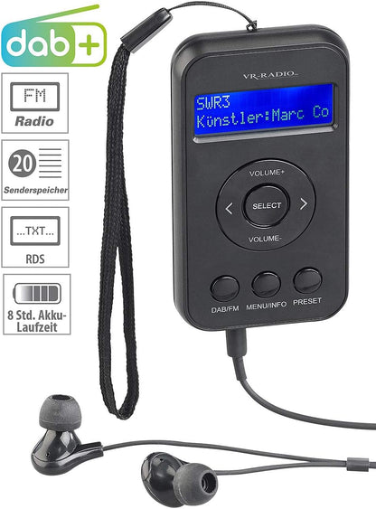 Digitales Mini-Taschenradio mit DAB+/FM und Kopfhörern