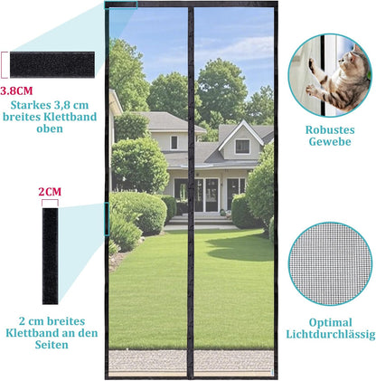 Magnetische Fliegengittertür Prime für Balkontüren, 90x200 cm Prime Schwarz