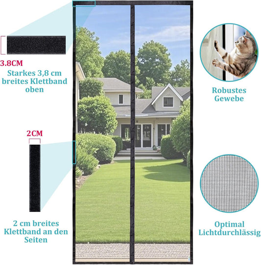 Magnetische Fliegengittertür Prime für Balkontüren, 90x200 cm Prime Schwarz