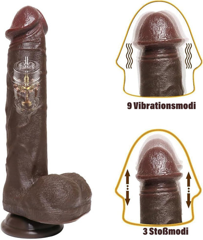Dildo mit Saugnapf & Vibrationsmodi, Braun
