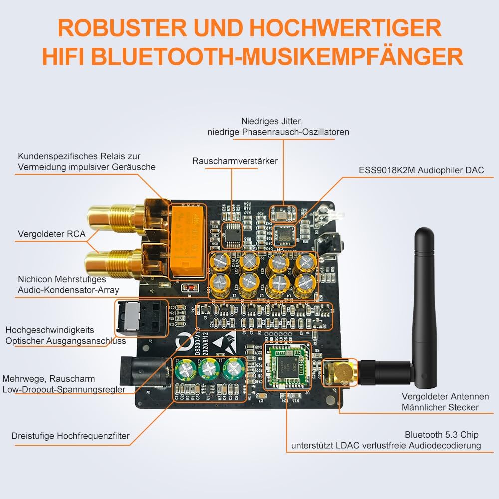 HiFi Bluetooth Musikempfänger DS200Pro mit LDAC und aptX HD, Blau