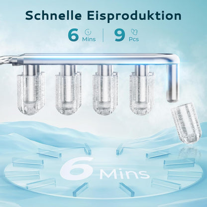 Eiswürfelmaschine, 9 Würfel in 6 Min, Silber-12kg