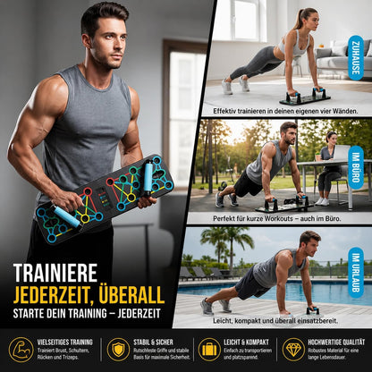 17-in-1 Push-Up Board mit Griffen, Schwarz