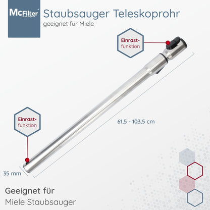 Teleskoprohr für Miele Blizzard CX1 PowerLine Staubsauger, 6: Teleskoprohr 5: Blizzard CX1 PowerLine
