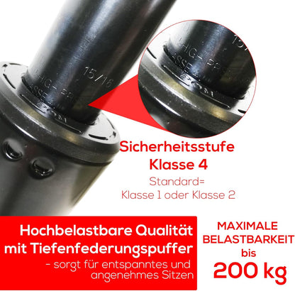 Gasfeder für Bürostuhl bis 200 kg Belastung, 255 mm