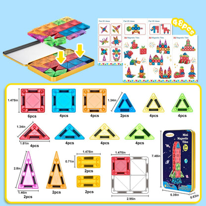 Magnetische Bausteine Reiseset, 48 Teile, ‎multi-color 48PCS