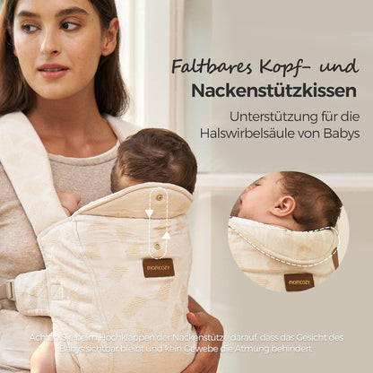 Ergonomische Babytrage mit Nackenstütze, Grau