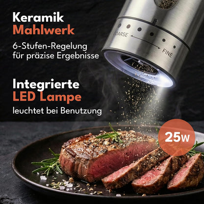 Elektrisches Salz- und Pfeffermühlen-Set, Edelstahl