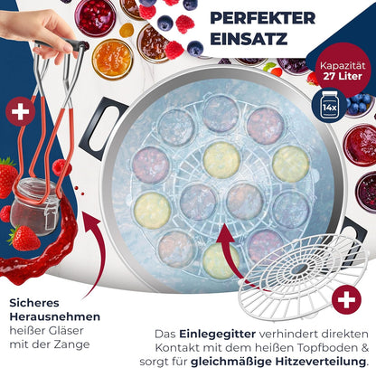 Einkochautomat mit Timer und Abschaltautomatik, 27 Liter Edelstahl