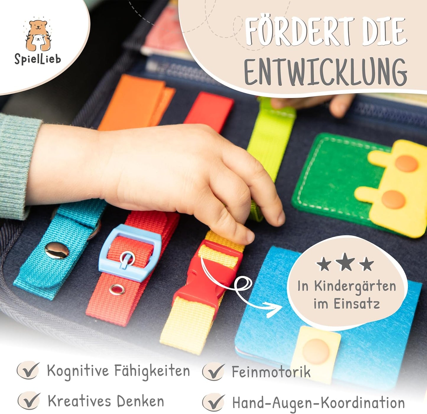 Montessori Busy Board für Kinder ab 3 Jahren, Blau