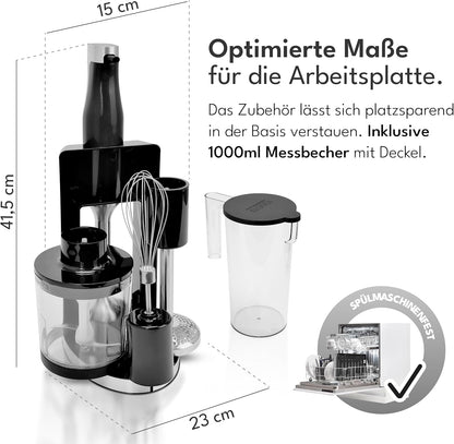 6-teiliges Stabmixer-Set mit Zubehör, Stabmixer Set 6 Teilig - 1200W