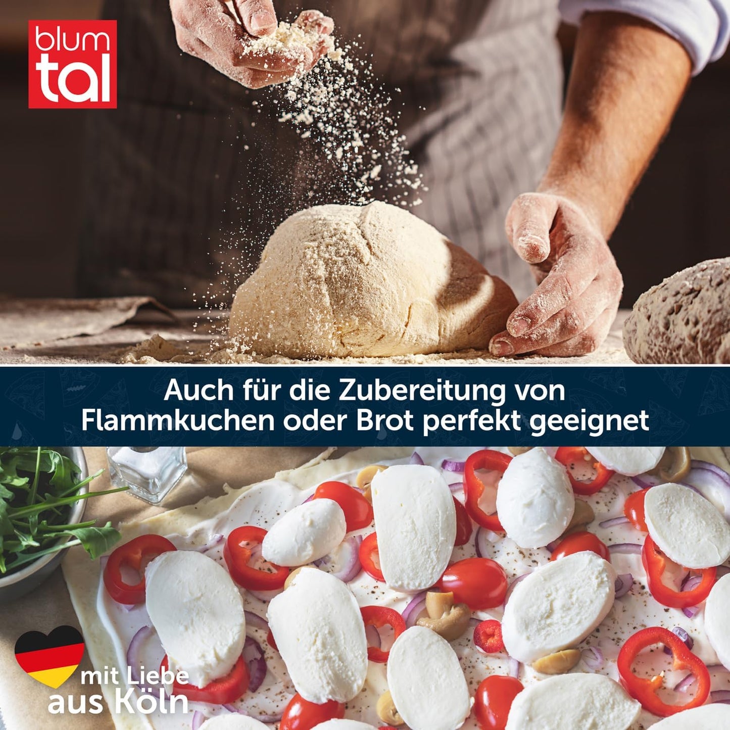 3-in1 Pizzastein Set für Ofen & Grill bis 900°C, 1) Pizzastein mit Schaufel