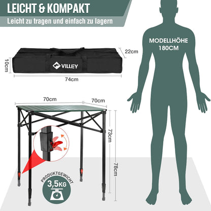 Klapptisch aus Aluminium mit Tragetasche, Large