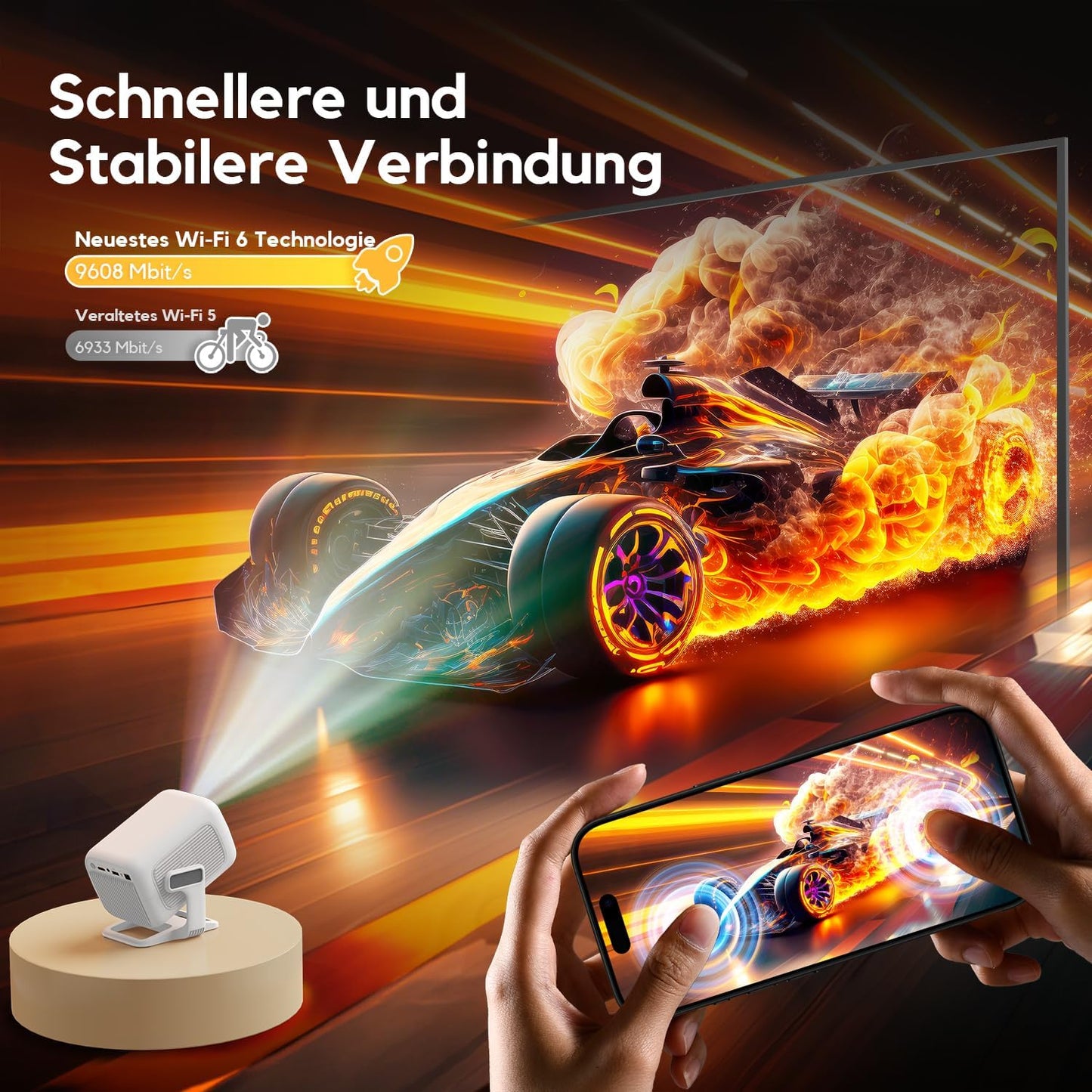 Full HD LED-Heimkino-Beamer mit WiFi & Bluetooth