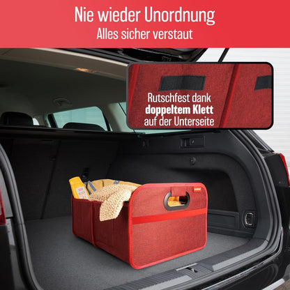 Faltbare Kofferraumtasche mit Anti-Rutsch-Klett, Rot