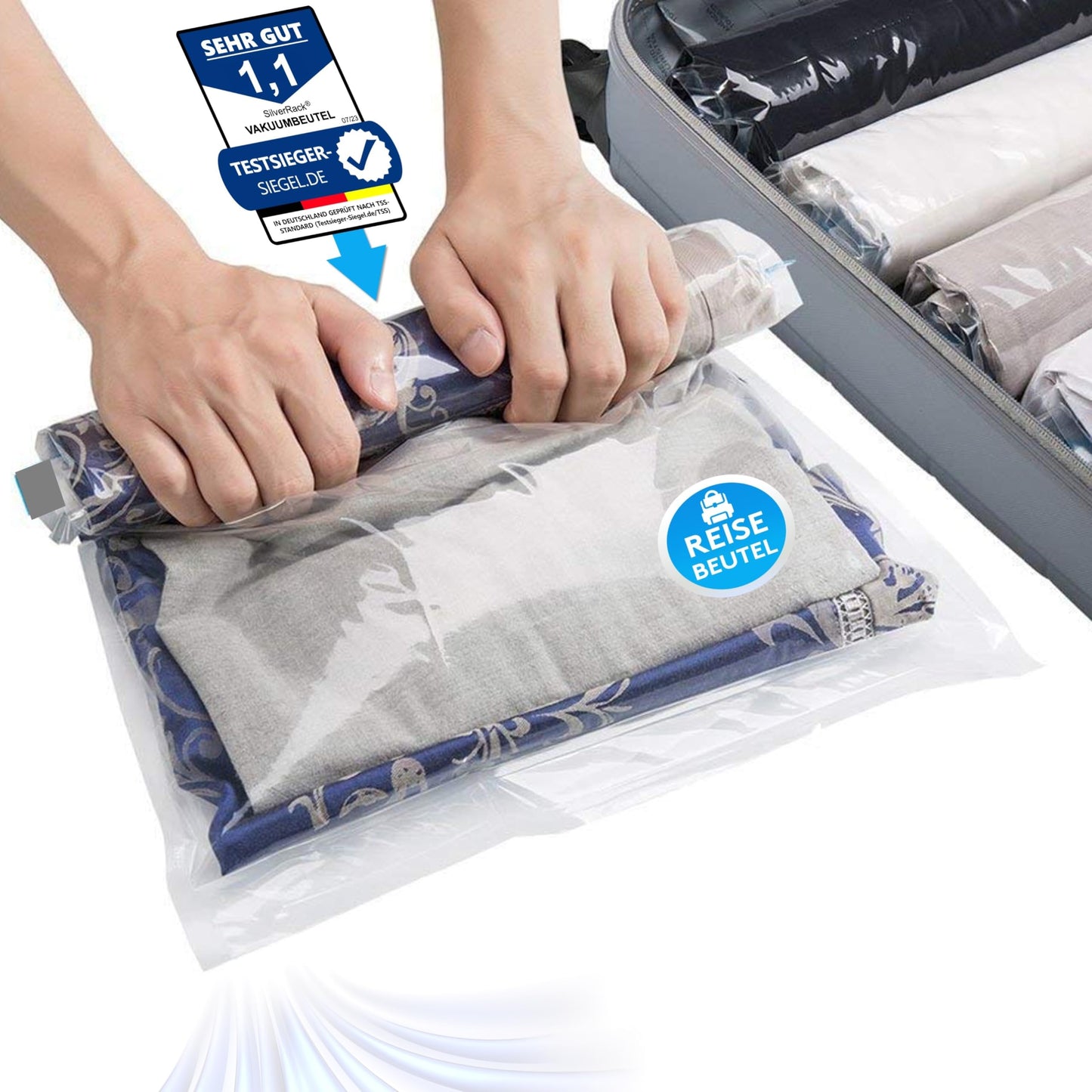 12 Stück Vakuumbeutel zum Rollen, 12 Beutel - (3S,4M,3L,2XL) (zum Aufrollen))