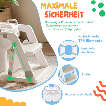 Höhenverstellbarer Toilettentrainer mit Treppe, Beige