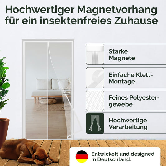 Fliegenvorhang mit Magnetverschluss, Weiss 120 x 240 cm
